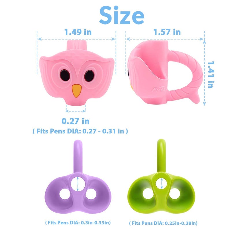 Firesara Training Grips, Original Owl Training Grips Three Fingers Fixed Pencil Correction Grips for Kids Handwriting Posture Correction Children Adults Special Needs for Lefties or Righties (6PCS) - Image 5